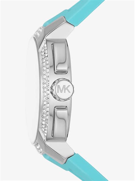 michael kors gareth silver-tone and silicone watch